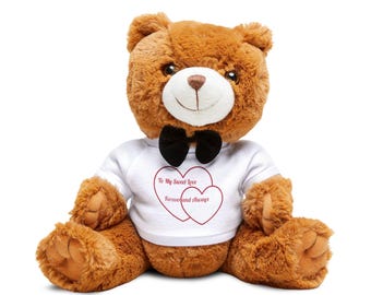 Valentine Teddy Bear, Love Plush Bear with Heart Shirt, Romantic Gift for Him or Her, Forever and Always Stuffed Animal