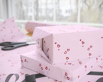 Valentines Day Wrapping Paper, Pink Heart Gift Wrap, Cute Romantic Gift Wrap Sheets, Minimalist Love Wrapping Paper, Anniversary Gift Wrap