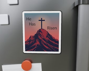 He Has Risen Magnet Christian Easter Decor, Jesus Cross Fridge Magnet, Religious Gift, Faith-Based Home Decor, Christian Gift Idea