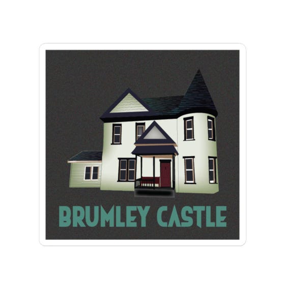 Brumley Castle Haunted House Sticker | Kiss-Cut Vinyl Sticker, Vintage Home Illustration