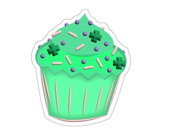 Mint Cupcake Sticker | Die-Cut Sticker, Sweet Dessert Decal