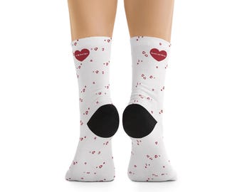Valentine Socks, Cute Heart Pattern with Forever and Always Design, Romantic Gift for Her or Him, Cozy Love Socks