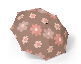 Floral Umbrella, Cute Flower Print Umbrella, Neutral Aesthetic Rain Umbrella, Cottagecore Floral Umbrella, Blush Flower Gift, Cute Umbrella