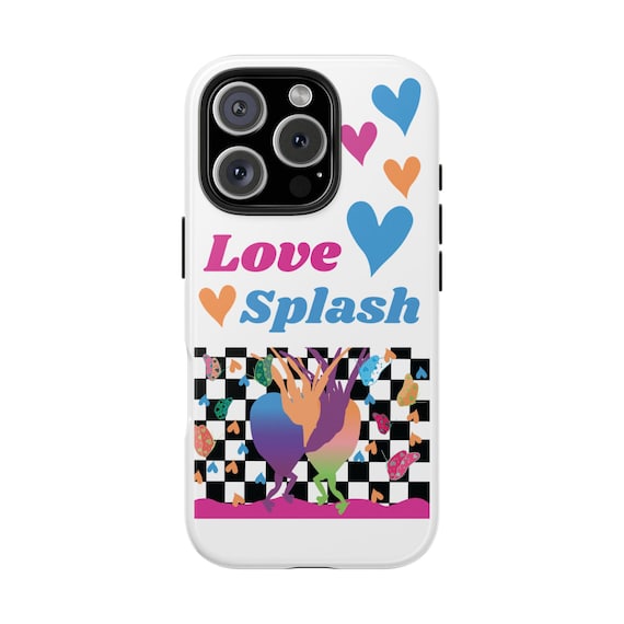 Love Splash Phone Case | Colorful Hearts Checkerboard Design