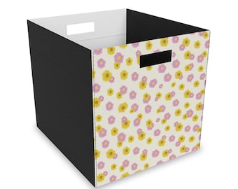 Daisy Storage Bin Organizer, Floral Cube Storage Box, Cottagecore Shelf Organizer, Decorative Flower Storage Bin, Cute Dorm Room Decor Gift