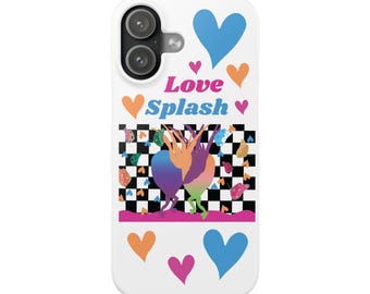 Love Splash Phone Case, Colorful Heart Design, Aesthetic Art iPhone Case, Cute Romantic Gift for Her