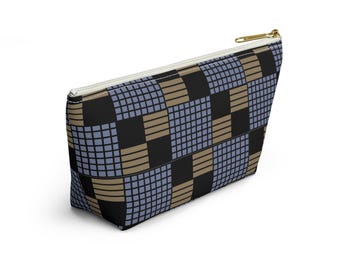 Geometric Checkerboard Pattern Accessory Pouch | T-Bottom Cosmetic Bag