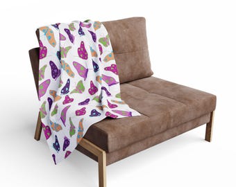 Kids Butterfly Blanket, Soft Cozy Throw with Colorful Butterfly Print, Cute Nature-Inspired Bedding Gift for Girls