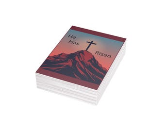 He Has Risen Postcard, Christian Easter Card, Jesus Cross Print Card, Religious Greeting Card, Faith Based Stationery, Christian Gift