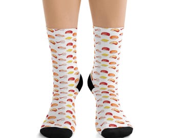 Sushi Socks, Cute Japanese Food Socks for Sushi Lovers, Colorful Maki Pattern, Fun Gift for Foodies and Friends