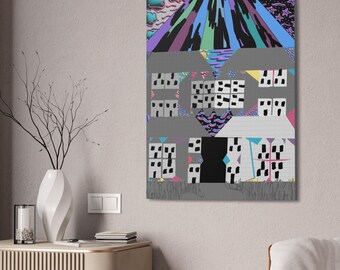Dream Weaver-Abstract Geometric Wall Art, Modern Colorful Canvas Print, Contemporary Pattern Artwork, Bold Statement Wall Decor