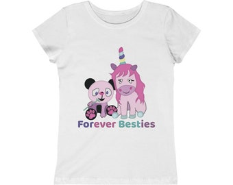 Forever Besties Kids Shirt, Cute Panda Unicorn Graphic Tee, Best Friends Magical Animal Shirt