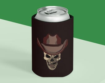Cowboy Skull Can Cooler | Western Skull Drink Sleeve