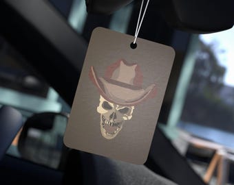 Western Skull Car Air Freshener, Cowboy Skull Car Freshener, Gothic Western Auto Accessory, Dark Western Car Decor, Cowboy Gift