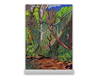 Nature Landscape Art Print, Forest Desk Decor, Colorful Scenic Wall Art, Rustic Nature Artwork, Office Desk Print Gift