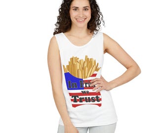 In Fries We Trust Tank Top | American Flag Fries Graphic