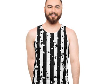 Black and White Star Stripes Tank Top | All-Over Print