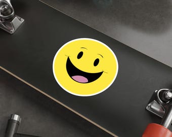 90s Smiley Face Sticker, Retro Aesthetic Decal, Y2K Cute Sticker, Trendy Laptop Sticker, Water Bottle Sticker, Gen Z Sticker Gift