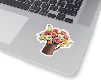 Floral Bouquet Sticker, Rose Flower Sticker, Cute Botanical Decal, Cottagecore Laptop Sticker, Water Bottle Journal Sticker