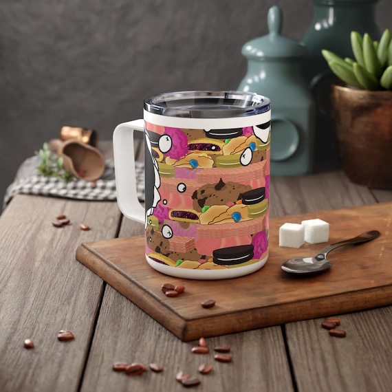 Insulated Coffee Mug, 10oz  with a cookie and cream print