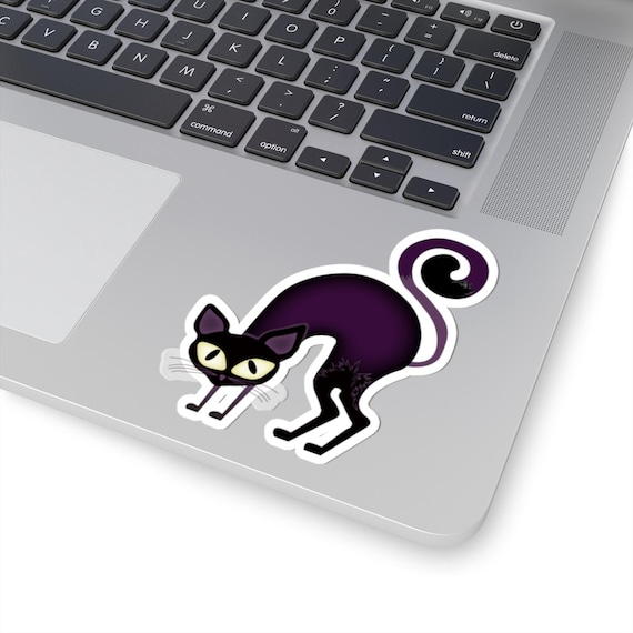 Spooky Cat Halloween Kiss-Cut Stickers | Playful Cat Art for Laptops, Water Bottles, Notebooks, Halloween Decor, Fun Gifts