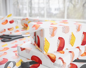 Sushi Wrapping Paper, Cute Food Gift Wrap, Kawaii Sushi Gift Wrap Sheets, Japanese Food Wrapping Paper, Foodie Gift Wrap, Unique  Paper