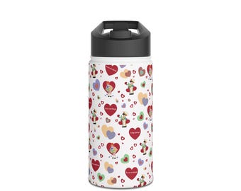 Heart Pattern Water Bottle, Valentine Tumbler Bottle, Cute Love Drink Bottle, Romantic Hearts Water Flask, Valentine Gift , Cute Bottle