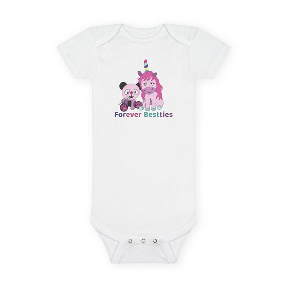 Babby Girl Onesie, Unicorn and Panda Love, Best Friends