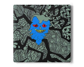 Monster Ceramic Coaster, Abstract Creature Drink Coaster, Gothic Fantasy Art Coaster, Monster Home Decor, Gamer Gift, Alternative Coaster