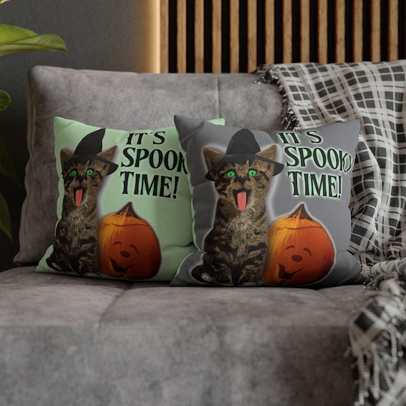 Spooky Cat Pillowcase, Halloween Decor, Fun Pet Lovers Gift, Cozy Home Accent, Cat Lovers Homeware, Seasonal Pillow