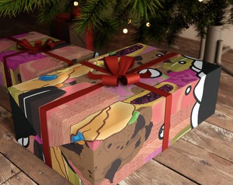 Cookie Wrapping Paper, Fun Dessert Gift Wrap for Bakers, Holidays, and Birthdays