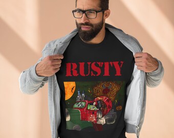Rusty Graphic T-Shirt – Dark Art Vintage Truck Illustration Tee, Edgy Horror Style Unisex Shirt