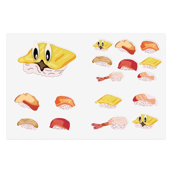 Cute Sushi Characters Sticker Sheets | Nigiri Sushi Stickers