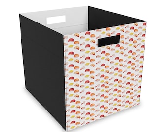 Sushi Storage Box Organizer, Cute Food Print Storage Bin, Decorative Cube Organizer, Kawaii Home Decor Basket, Sushi Lover Gift
