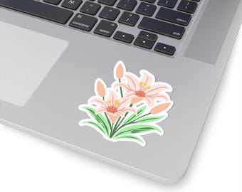 Floral Lily Sticker, Cute Flower Decal, Botanical Laptop Sticker, Water Bottle Sticker, Aesthetic Flower Sticker, Spring Summer Sticker