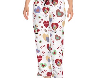 Vintage Valentine Pajama Pants – Retro Love Print Lounge Pants for Women