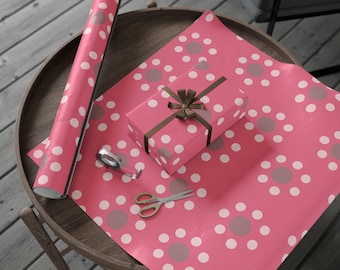 Pink Polka Dot Wrapping Paper – Cute Gift Wrap for Birthdays, Baby Showers, and Holidays