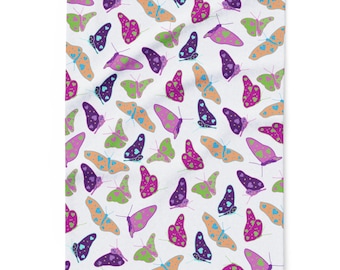 Kids Butterfly Blanket, Soft Cozy Throw with Colorful Butterfly Print, Cute Nature-Inspired Bedding Gift for Girls