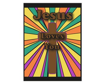 Jesus Loves You Postcard, Colorful Christian Encouragement Card, Faith Based Inspirational Mail, Religious Gift