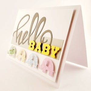 Carte 3D faite à la main - Bébé « Hello Baby Elephants »