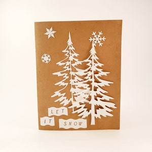 Carte 3D faite à la main - Noël "Let it Snow Trees"