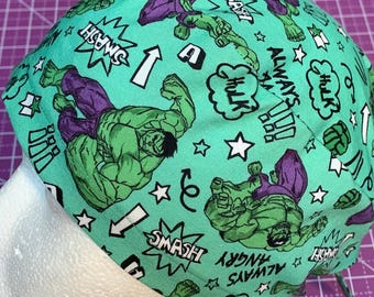 Hulk Smash Skull Cap: Iconic Comic Book Style, scrub cap, back ties