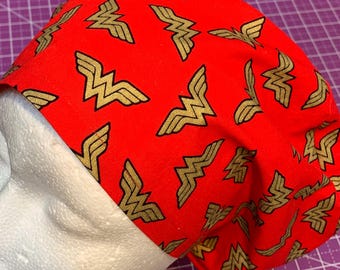 Red Wonder Scrub Cap: Adjustable Toggle, Comic Book Fan