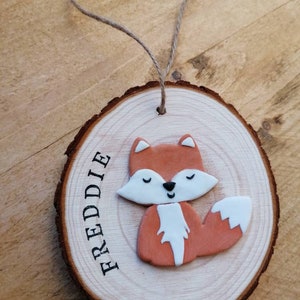 Personalised Woodland decoration, Fox, fox decoration, new baby, woodland nursery theme