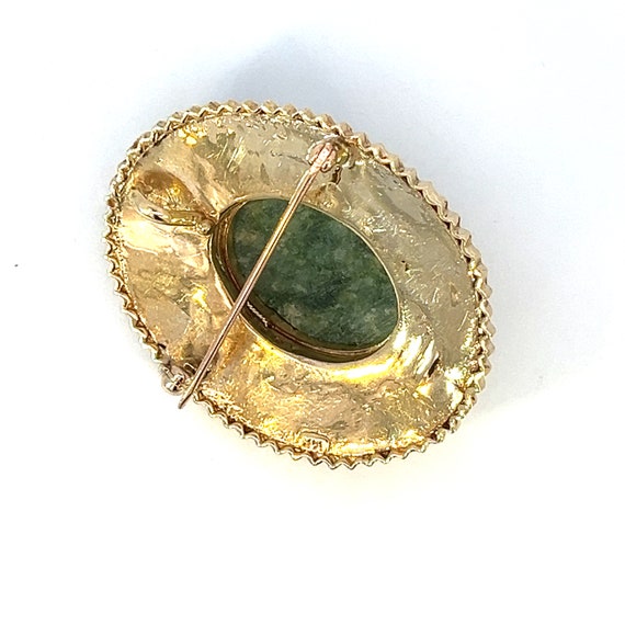 Vintage 14K Yellow Gold Oval Cabochon Carved Serp… - image 6