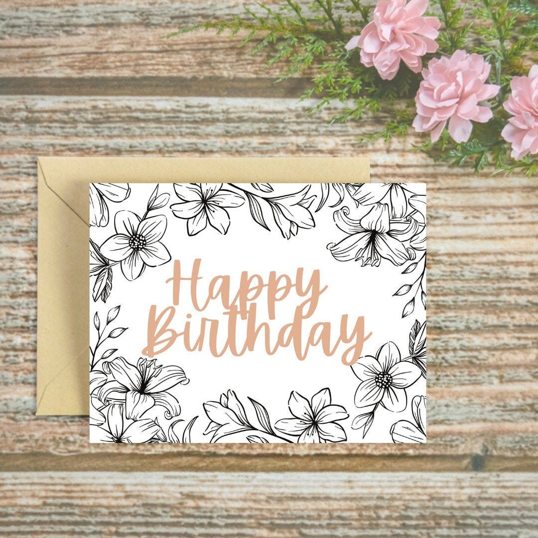 Birthday Card 6x4 Greeting Card Hand drawn Happy | Etsy