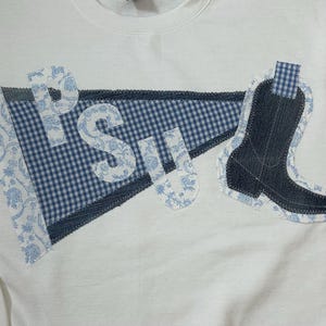 Custom Applique College Sweatshirt: Pennant Patchwork Preppy Style
