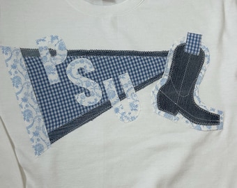 Custom Applique College Sweatshirt: Pennant Patchwork Preppy Style