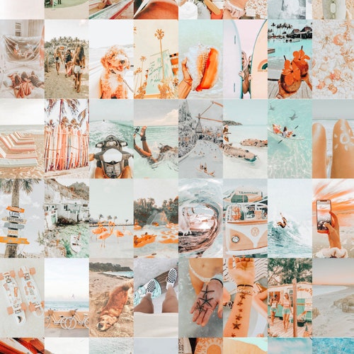 50pc-peach and Teal Beachy Photo Collage Kit - Etsy