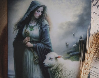 Brigid's Flock - 7" x 5" Imbolc Art Print - Digital Art - Brighid